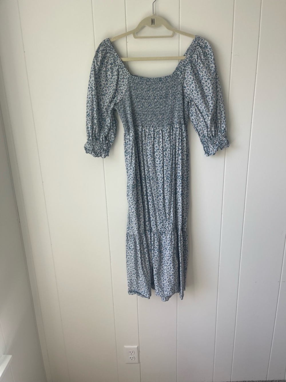 Madewell Light Blue Floral Smocked Maxi Dress